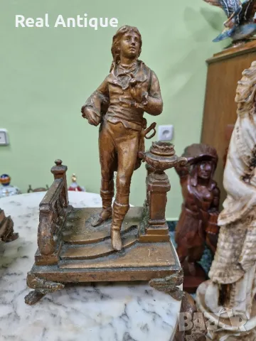 Чифт стари прекрасни антикварни френски бронзови фигури статуетки , снимка 6 - Антикварни и старинни предмети - 49704891