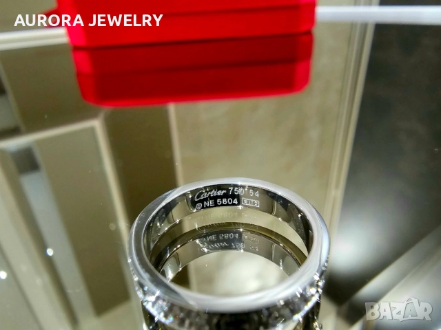CARTIER Love Band White Gold Paved Diamonds Пръстен, снимка 6 - Пръстени - 52870389