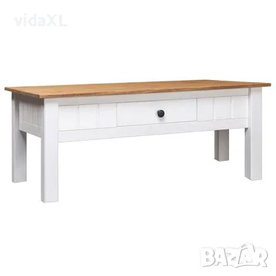 vidaXL Кафе маса, бяла, 100x60x45 см, бор масив, Panama Range（SKU:282684）, снимка 1 - Маси - 48441694