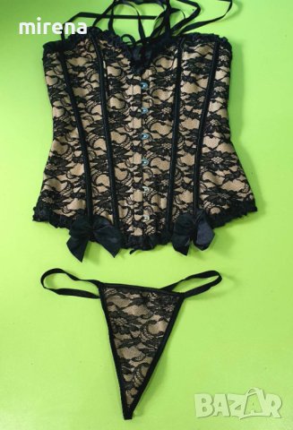 Дамски секси корсет в телесно и черно с дантела, снимка 4 - Корсети, бюстиета, топове - 40326001