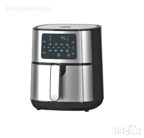 Фритюрник AirFryer Voltz, 1400W, 5.5 литра, Горещ въздух, Таймер, до 200°C, Сив, 2 ГОДИНИ ГАРАНЦИЯ, снимка 4 - Фритюрници - 52187814