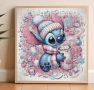 Зимен Стич stitch детски 5D гоблен диамантен картина мозайка за направа по схема с камъчета, снимка 2