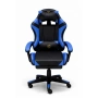 Ергономичен геймърски стол с масажна функция и поставка за крака – черно-син, снимка 6