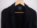 Дамско черно сако райе овърсайз, снимка 3