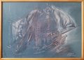 Картина, Корабокрушение, море, буря, Б. Янев, 2000 г., снимка 1 - Картини - 34431252
