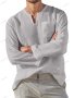 Мъжка ежедневна риза с V-образно деколте и дълъг ръкав, 7цвята - 023, снимка 9