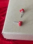 Обеци Червени Сърца Сребърен Обков, снимка 4