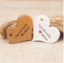 50 бр сърце сърца Handmade with love Тагове табелки етикети картонени подаръци ръчна изработка, снимка 1