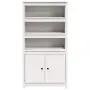 vidaXL Висок шкаф, бял, 80x35x154 см, борово дърво масив, снимка 5