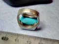 СКЪПОЦЕНЕН СРЕБЪРЕН ПРЪСТЕН СРЕБРО 925 с ГОЛЯМ ШЛИФОВАН ТЮРКОАЗ ВИНТИДЖ АРТ МОДЕЛ 48577, снимка 10