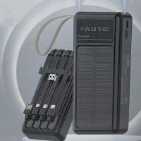 20 000 mAh Соларна батерия с LED диспей - Power Bank KLGO KP-96 с 4 вградени кабела, снимка 2 - Външни батерии - 41827103