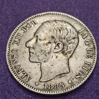 5 песети сребро 1885 г

, снимка 2 - Нумизматика и бонистика - 41608831