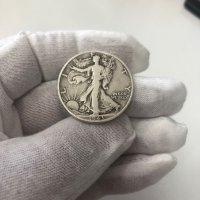 Сребърна монета САЩ ½ долар, 1943 Walking Liberty Half Dollar Маркировка на монетния двор "D" - Денв, снимка 7 - Нумизматика и бонистика - 41402713