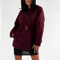 Велурено палто в бордо  , снимка 1 - Палта, манта - 41859138