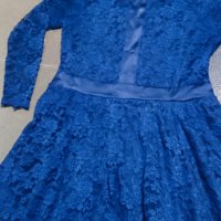 Официална тъмно синя дантелена рокля , снимка 3 - Рокли - 40751416