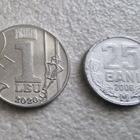 Монети. Молдова. 10 , 25 бани и 1 лея.  3 бр, снимка 2 - Нумизматика и бонистика - 42425247