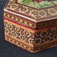 Старинна персийска кутия ,,хатамкари,,, снимка 4 - Антикварни и старинни предмети - 39786837