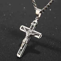 Кръст Колие Иисус Христос Разпятие - Silver, снимка 1 - Колиета, медальони, синджири - 36347323