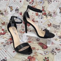 Дамски сандалети на висок ток в черен цвят, снимка 3 - Дамски елегантни обувки - 41737646
