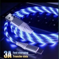 Кабел за бързо зареждане с LED осветление iPhone/Type-C/Micro Usb, снимка 3 - USB кабели - 40491462