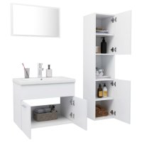 Комплект мебели за баня, бял, ПДЧ, снимка 3 - Шкафове - 42238616