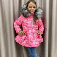 Зимно яке с естествен пух Barbie Размери -104,110,116,122,128 Цена -95 лв, снимка 5 - Детски якета и елеци - 42436942