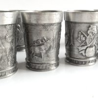 Калаени Zinn малки ловджийски чашки за ракия с ловни мотиви, снимка 8 - Антикварни и старинни предмети - 41368521