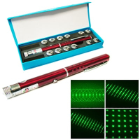 Силен зелен лазер тип показалка пойнтер 500mW с 12 приставки точка лъч, снимка 3 - Други инструменти - 44463509