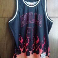 Dennis Rodman Chicago Bulls 1997-98 Mitchell & Ness NBA Flame Fire Jersey оригинален потник 2XL XXL , снимка 1 - Спортни дрехи, екипи - 39316126