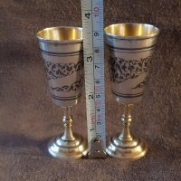 Сребърни сребро с позлата и ниело чифт руски кавказки чашки чаша, снимка 7 - Антикварни и старинни предмети - 39567489