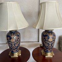 Стилни нощни лампи керамика и месинг, снимка 2 - Настолни лампи - 41684392