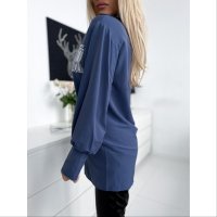 Дамска риза с буфан ръкав BarCode в синьо  , снимка 4 - Ризи - 40629907