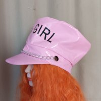 BAD GIRL Розова шапка от лак /винил/, снимка 4 - Шапки - 41085491
