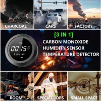 Нов Детектор за въглероден окис Преносима аларма Измервател за CO, температура и влажност на въздуха, снимка 5 - Други стоки за дома - 40448984