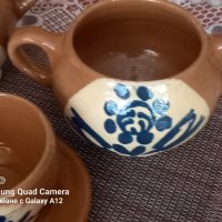 Ретро,керамичен сервиз за кафе-ръчно декориран, снимка 3 - Чаши - 42673641