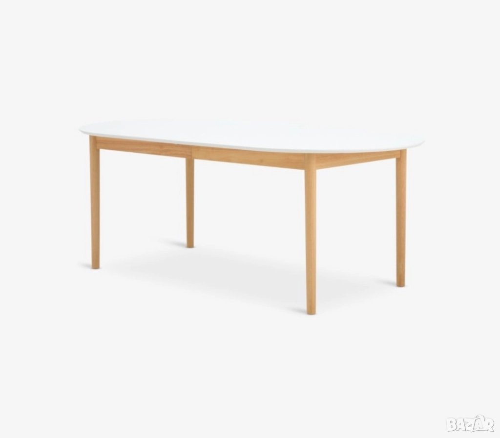 Кухненска маса MARSTRAND 100x200/280 бяло/натурал, снимка 1