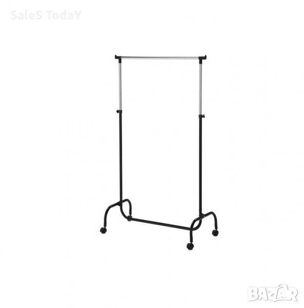 Закачалка на колелца, стойка за дрехи, Черен Метална, 82.5x43x170 см, снимка 1
