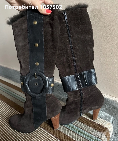 Дамски ботуши на ток, снимка 1