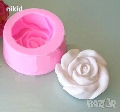 роза ароматна силиконов молд форма фондан гипс сапун свещ, снимка 1