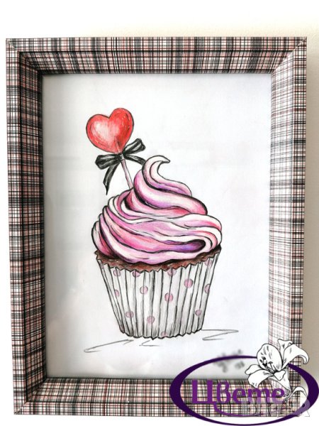 Мъфин - Рисунка молив - рамкирана, снимка 1