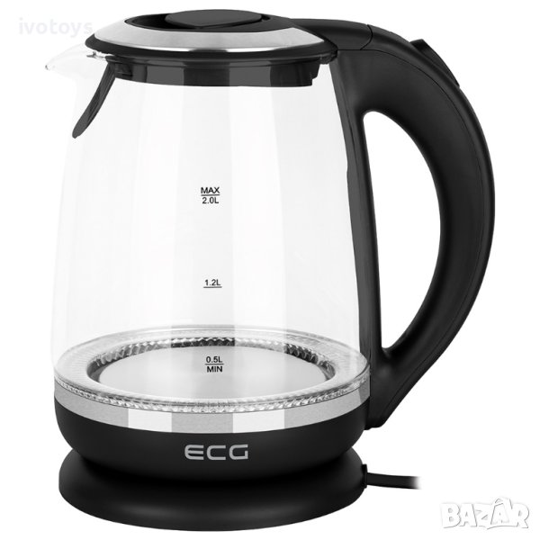 Кана за вода ECG RK 2080 Glass, 1850-2200 W, 2.0L, Черен, снимка 1