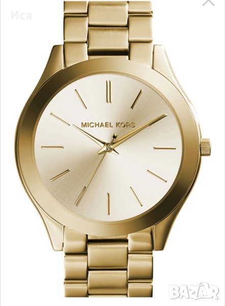 Michael Kors - Часовник Slim Runway с 3 стрелки, Златист, снимка 1