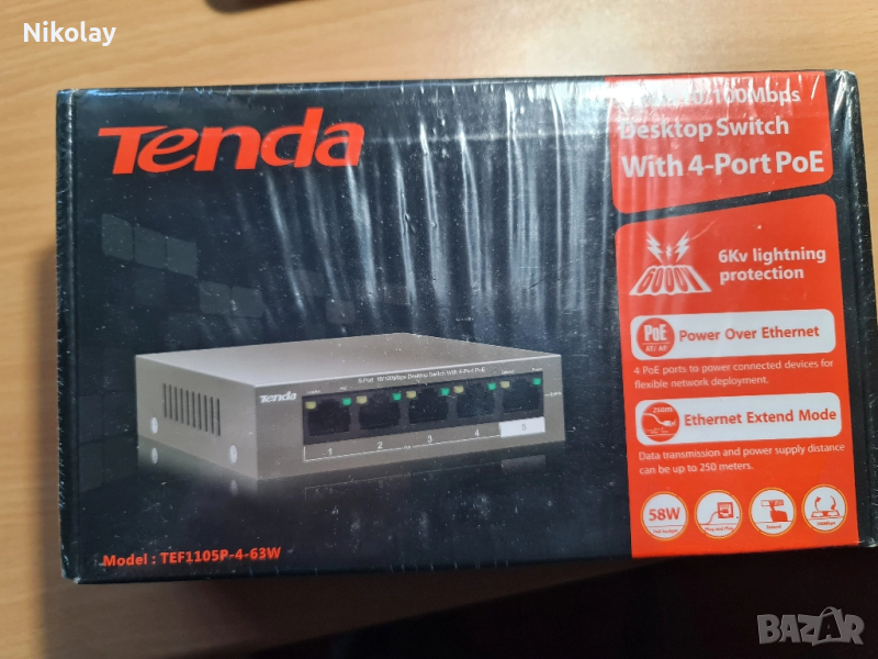 КАМЕРИ ЗА ВИДИОНАБЛЮДЕНИЕ, CCTV, PoE, AXIS,TENDA,ADAPTER 48V, снимка 1