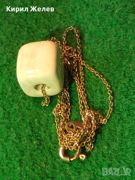 ФИНО ИЗЯЩНО РЕБЪРНО ВИНТИДЖ КОЛИЕ СРЕБРО 925 с ЕМАЙЛИРАНА АРТ КЕРАМИКА 34253, снимка 1