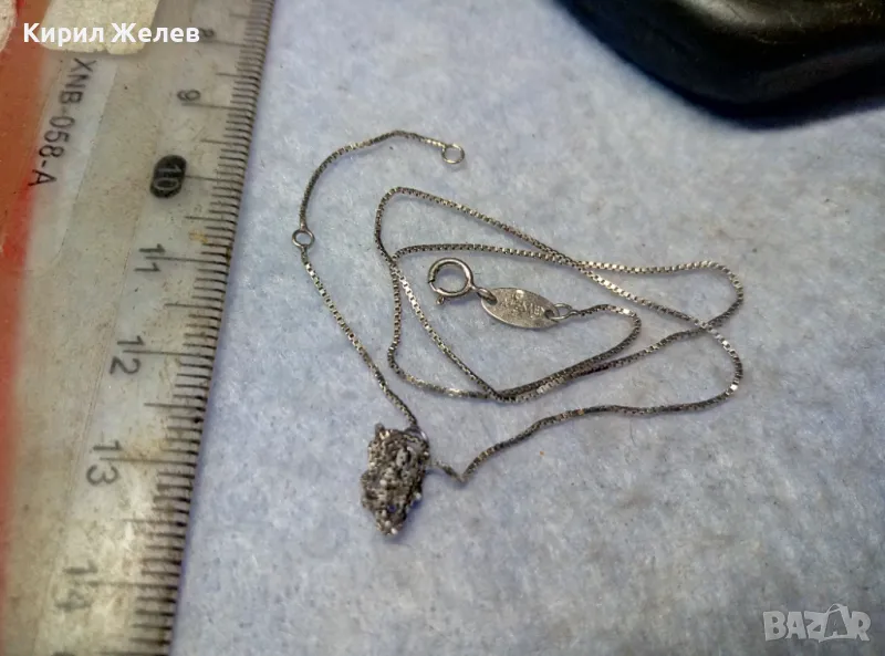 ФИНО БУТИКОВО СРЕБЪРНО КОЛИЕ ИТАЛИЯ МАРКОВО СРЕБРО 925 с БЯЛА ПОЗЛАТА / С НУЖДА да се РАЗПЛЕТЕ 40389, снимка 1