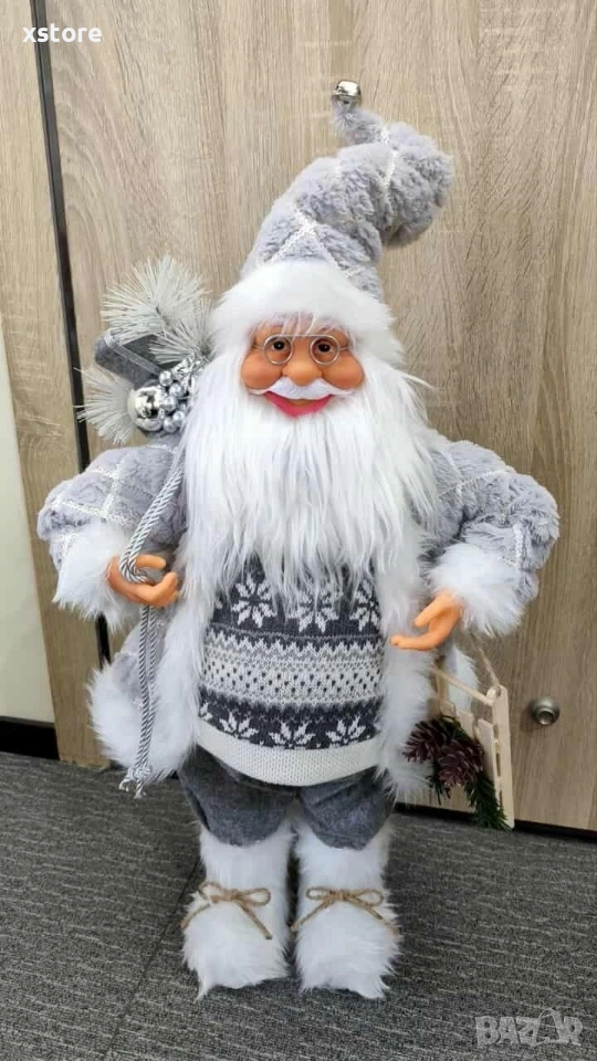 Декоративен Дядо Коледа в сиво – коледна украса, фигура 50 см , снимка 1