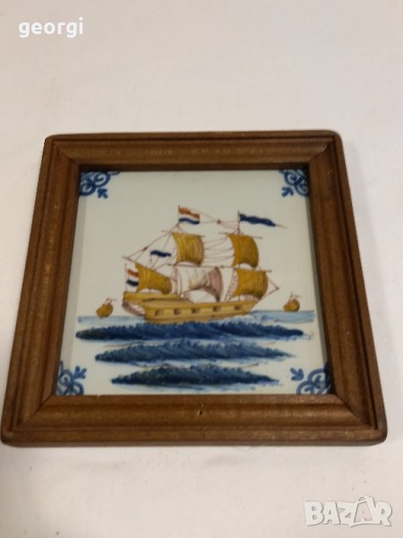 холандско цветно порцеланово пано кораб   11/1, снимка 1
