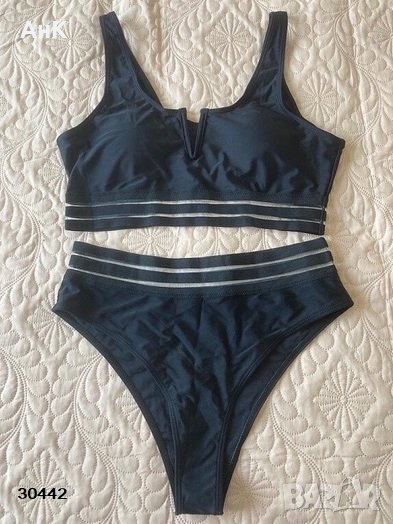 Черен бански костюм с ластик, снимка 1