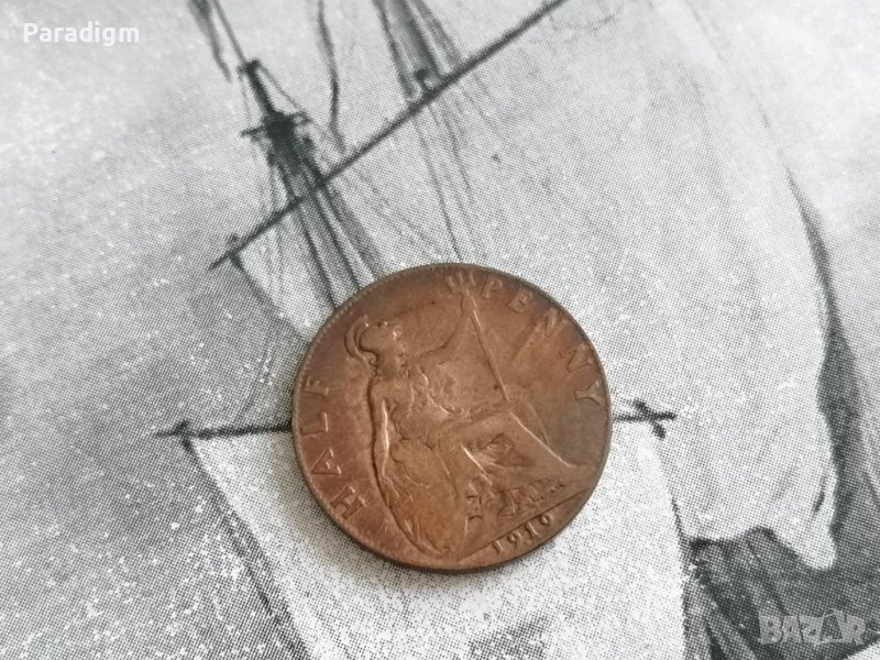 Монета - Великобритания - 1/2 (половин) пени | 1919г., снимка 1