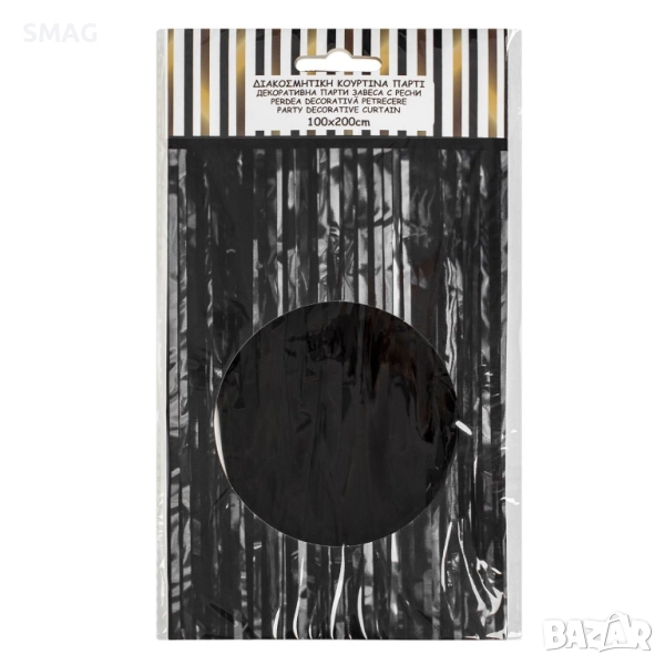 Halloween / Хелоуин декоративна парти завеса с ресни, черна, 1x2м_1232531, снимка 1